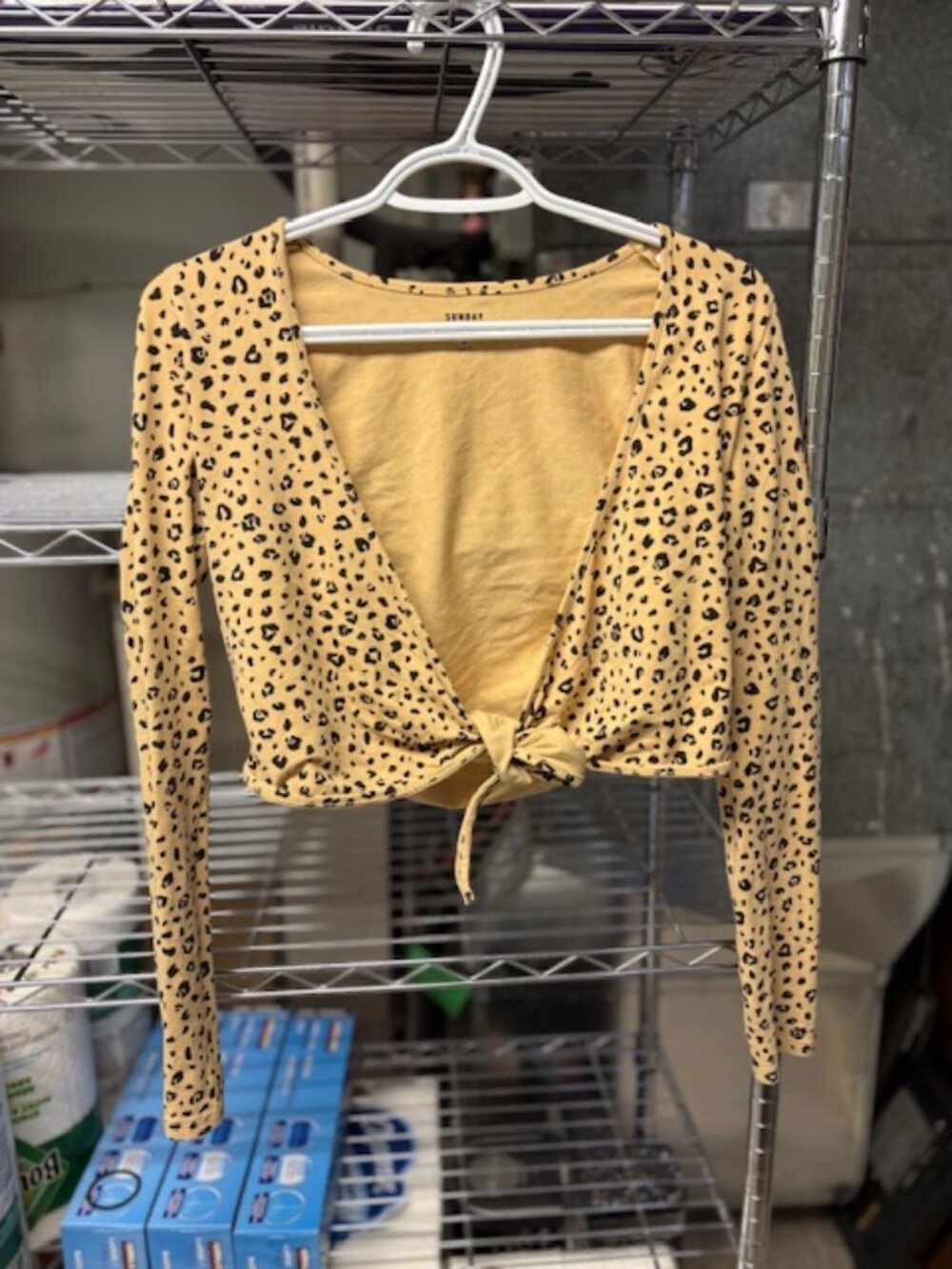 Sunday Best Leopard Print Cropped Tie Front Over Shirt